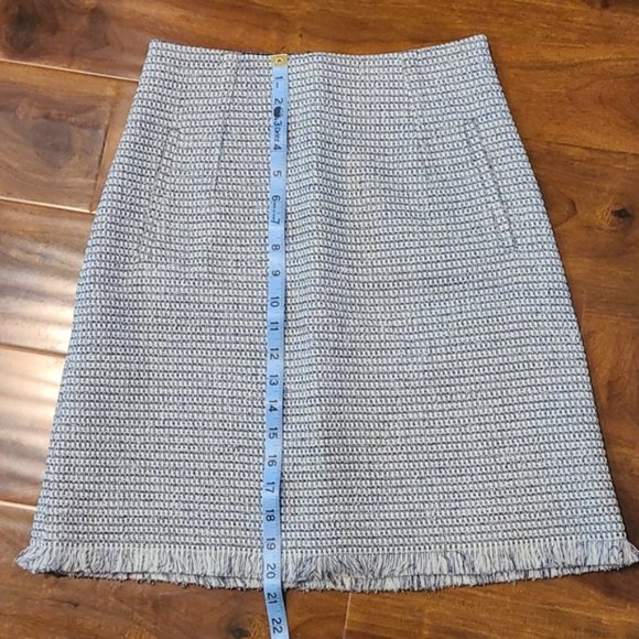 L.K. Bennett Josie Navy Tweed Skirt with Fringe detail - Picture 8 of 12